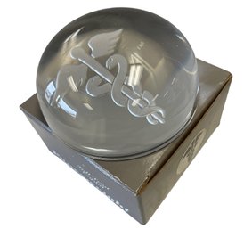 Caduceus Medical Symbol Crystal Paperweight By Jonal