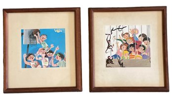 Pair Of 1950s Israeli Children Prints