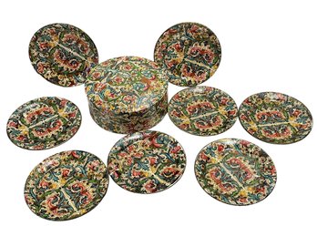 Vintage Japanese Lacquered Paper Coasters In Box