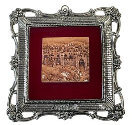 Silverplate Framed Plaque Of Jerusalem