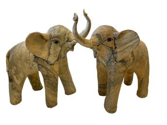 Vintage Crushed Oyster Shell Elephants