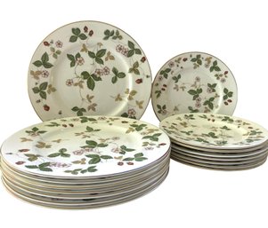 Vintage Wedgwood 'Wild Strawberry' Fine Bone China Plates Service For Eight
