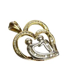 Diamond, Sterling Silver And Gold Mother And Child Pendant