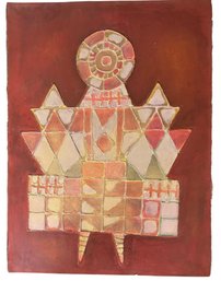 Ca 1980 Mixed-Media 'Abstract Figure On Rust' By Miriam Axelrod  (1913-1998)-30' X 22' More Art In Part 2)