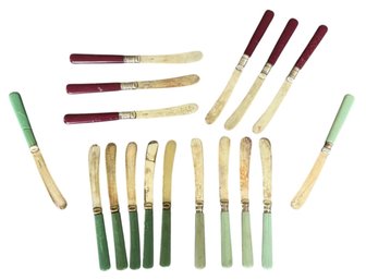 Eighteen Antique English Fruit Knives With Celluloid Handles