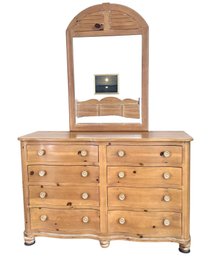Vintage Lexington Eight Drawer Pine Dresser And Arch Plantation Mirror