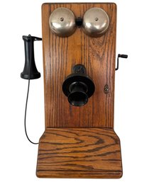 WORKING Antique Kellog Hand Crank Wall Mount Telephone - Modernized With Rotary Dial