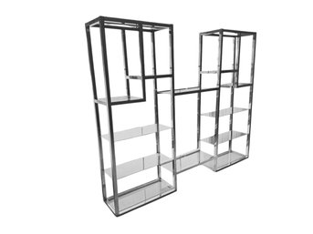Stunning MCM Chrome & Glass Etagere