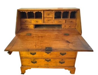 18th C New England Chippendale Tiger Maple Slant Top Desk - Purchased  At Auction For $5250