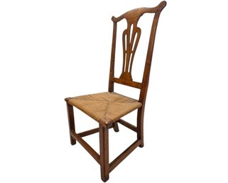 Circa 1800s American Maple Chippendale Chair With Rush Seat (2 Of 2)