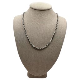 (B5) Long Sterling Silver Thick Twisted Rope Necklace
