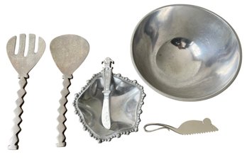 Hostess Serving Pieces From Mariposa And Other Polished Pewters.