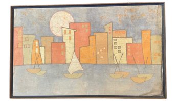MCM Danish Batik Textile 'Boats' By Urself Shaffer 42' X 25'