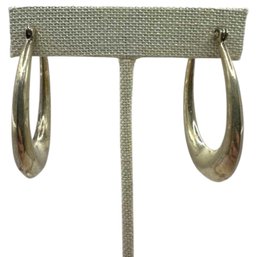 (B6) Sterling Silver Thick Oval Hoop Earrings