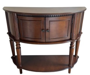 Classic Demilune Accent Table With Cabinet