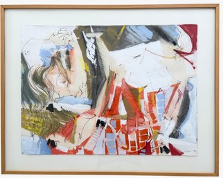 1986 Dada Painting 'The Trojan Goat' By Listed Artist Dimitri Petrov (American 1919-1986)  37' X 29'