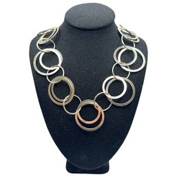 (S2) Sterling Silver Large Open Circles Necklace