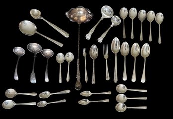Lot Of 30 Silver Plate Spoons And Ladles
