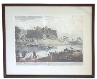 Late 18th Century Hand-Colored Aquatint Of Jaunpur, India After Thomas & William Daniell  32' X 26'