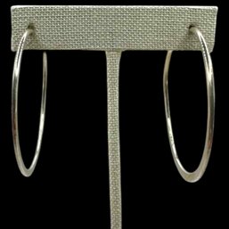 (B7) Sterling Silver Textured Hoop Stud Earrings