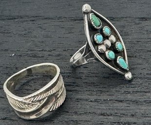Two Rings - Sterling And Unmarked Silver .236 OZT