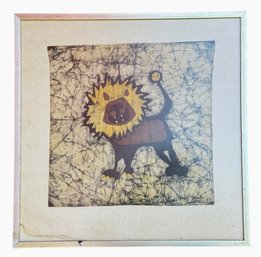 MCM Danish Batik Textile 'Lion' By Urself Shaffer 19' X 19'