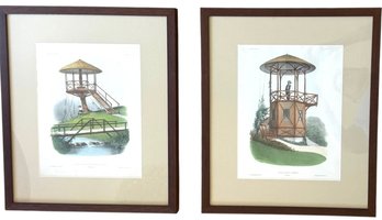 Pair Of Antique Victor Petit Maisons Champtres Architectural Lithographs, Plates 51 & 78