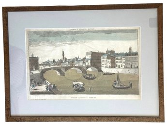 18th Century Hand-Colored Engraving  Pont De La Trinit  Florence 22' X 17'