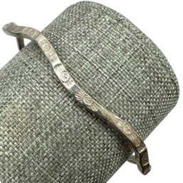 (B14) Mexican Sterling Silver Etched Sun Bangle Bracelet