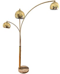 Vintage Italian Brass Arc Floor Lamp With Marble Base