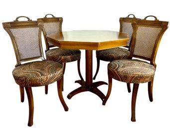 Mid Century Octagonal Game Table & Chair Set