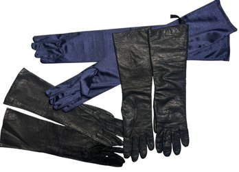 Two Pair Of Long Ladies Leather Gloves  ~ Made In France