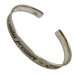 (B12) Sterling Silver Courage Is Grace Under Pressure Ernest Hemingway Cuff Bracelet