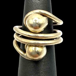 (A172) Sterling Silver Beaded Ring, Size 5