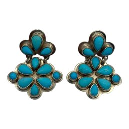 (A88) Sterling Silver Turquoise Dangle Earrings