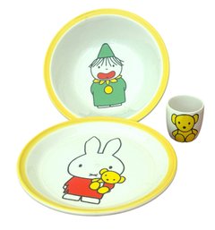 Vintage 1974 Playcraft Dick Bruna 'Miffy' Three-Piece Childs Dinnerware Set