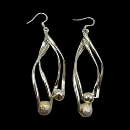 (B9) Sterling Silver Beaded Dangle Earrings