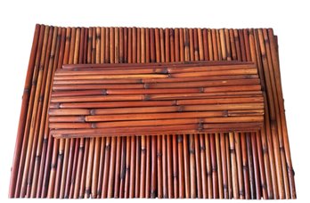 Six Oversize Burnt Bamboo Placemats