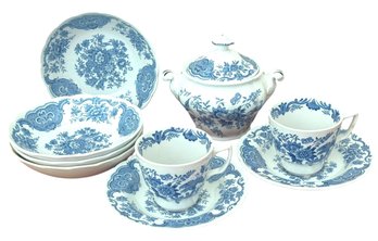 Vintage Ridgway Staffordshire Windsor Blue And White China  10 Pieces