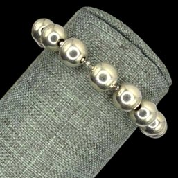 (A119) Sterling Silver Beaded Flor De Lis Bracelet