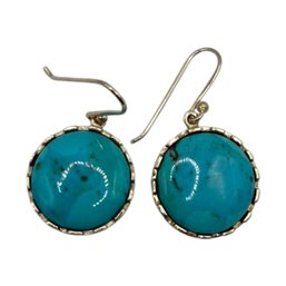 (A91) Sterling Silver Turquoise Dangle Earrings