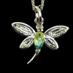 (A190) Italian Sterling Silver Dragonfly Necklace