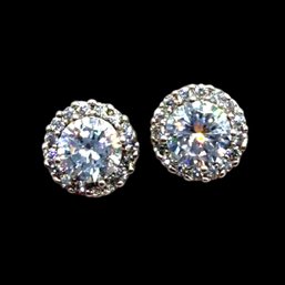 (A150) Sterling Silver Clear Stones Stud Earrings