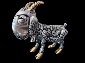 Frank Meisler Silver & Gold Plated Goat  Articulating Sculpture