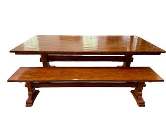 Lillian August Solid Wood Trestle Table & Bench