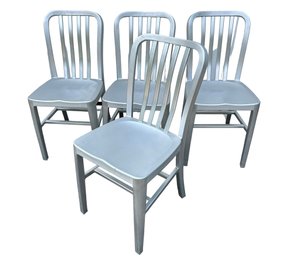 Set Of 4 Aluminum Dining Chairs - Classic Navy Style