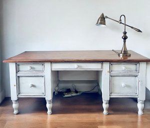 Lillian August English Country Farmhouse Style Desk With Old Pine Top (LOC: S1)