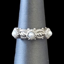 Vintage Designer JUDITH RIPKA Sterling Silver Pearl Ring, Size 7
