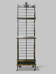 French Style Tall Bakers Rack With Glass Shelves