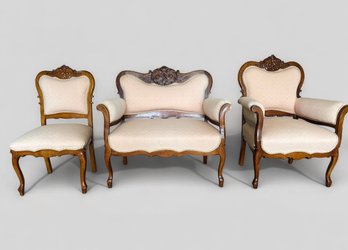 Four Piece Custom Upholstered Victorian Parlor Set